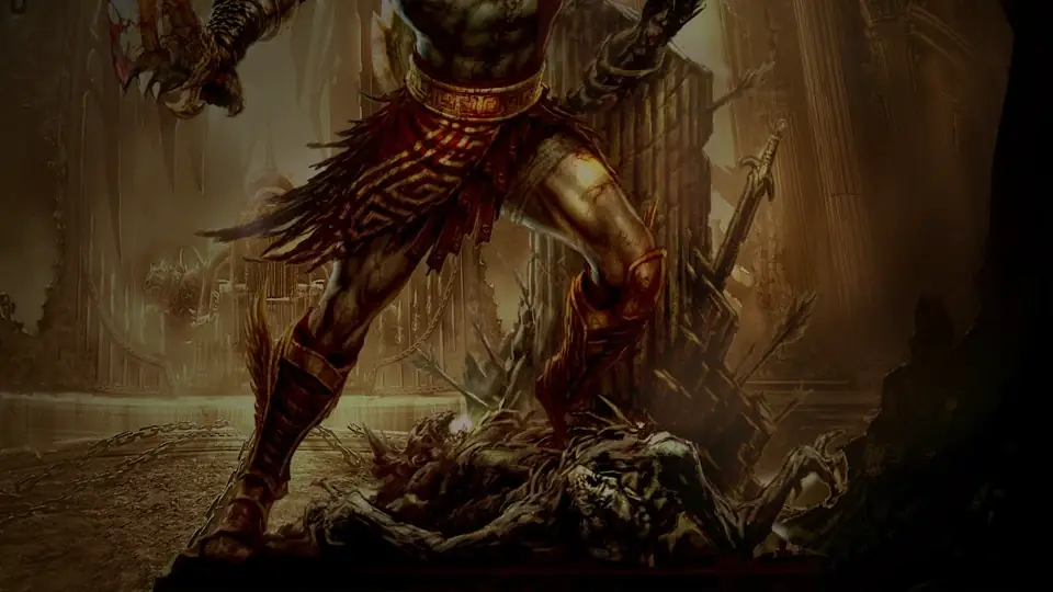 Temple interior from God of War III Remastered, shown as an illustration for the launcher Game page
