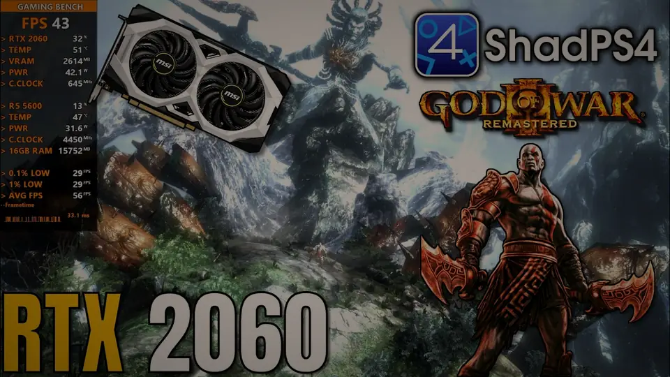 God of War III running on an RTX 2060 through shadPS4, shown for comparison with the native port